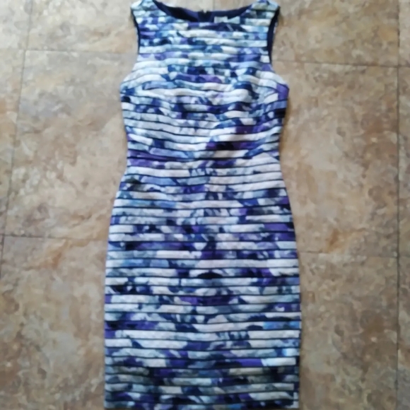 Cache Sleeveless Watercolor print Sheath Bandage dress, size 6 - Picture 2 of 7